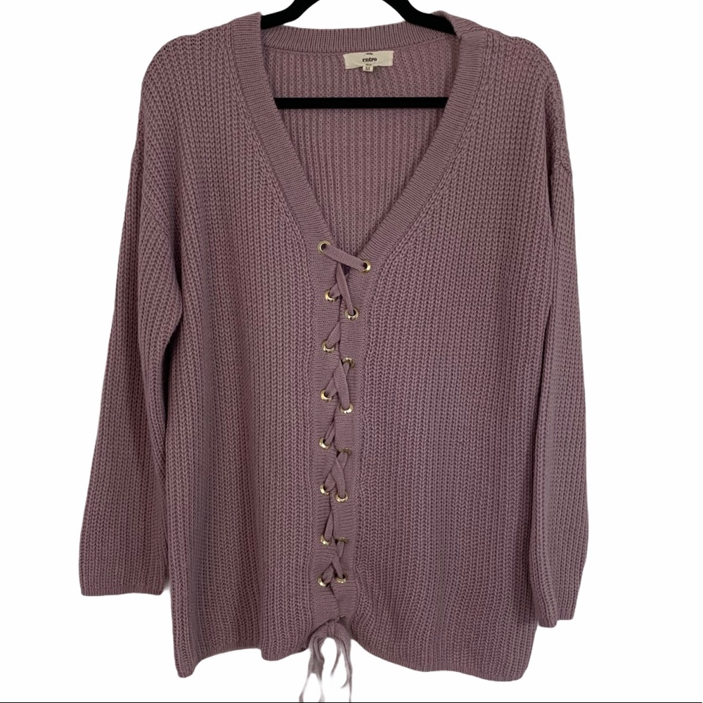 Entro Lace Up tie Sweater Women's‎ Size Medium